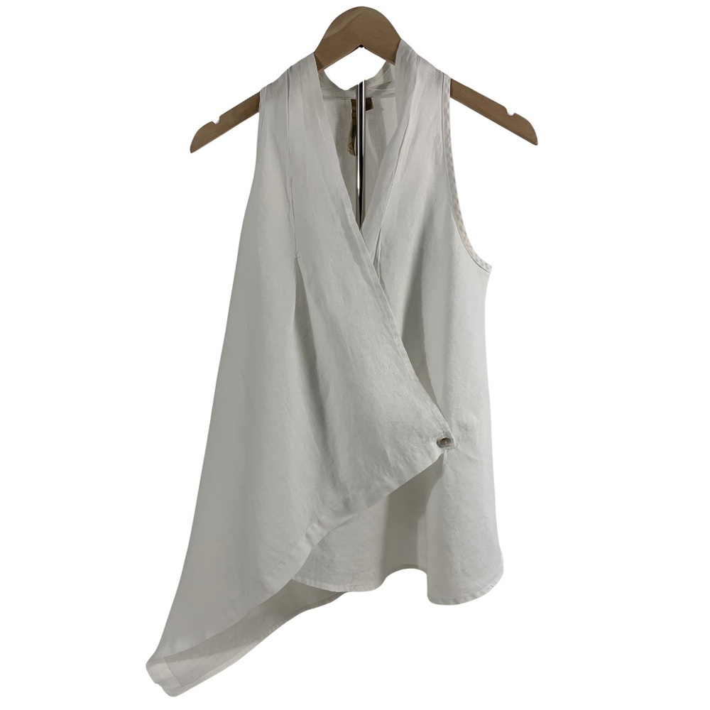 100% Linen Wrap Shirt Women's S Comfy USA Lagenlook Minimalist